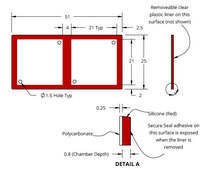 Grace Bio-Labs SecureSeal&#8482; hybridization chambers wells, 2, well L × W × depth 21&#160;mm × 21&#160;mm × 0.8&#160;mm, port diam. 1.5&#160;mm
