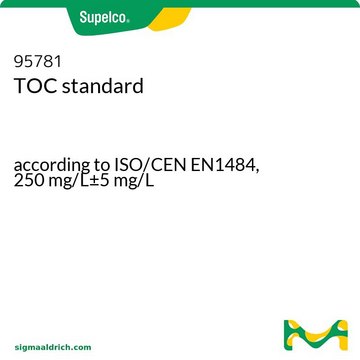 TOC standard according to ISO/CEN EN1484, 250&#160;mg/L±5&#160;mg/L