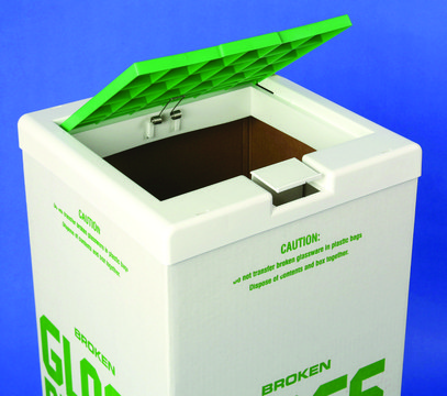 Cover for glass disposal carton autoclavable