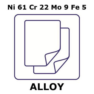 Inconel&#174; 625 - corrosion resistant alloy, Ni61Cr22Mo9Fe5 sheet, 200 x 200mm, 1.0mm thickness, annealed