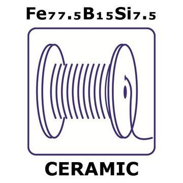 Iron/boron/silicon wire, 0.125&#160;mm diameter, Fe77.5%/B 15%/Si 7.5%, length 1 m, condition metallic glass