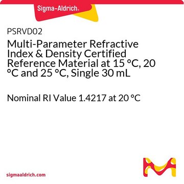 Multi-Parameter Refractive Index &amp; Density Certified Reference Material at 15 °C, 20 °C and 25 °C, Single 30 mL Nominal RI Value 1.4217 at 20 °C