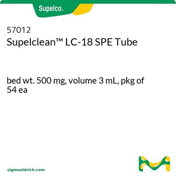 Supelclean&#8482; LC-18 SPE Tube bed wt. 500&#160;mg, volume 3&#160;mL, pkg of 54&#160;ea