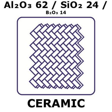 Alumina/Silica/Boria fabric, Al2O3 62%/SiO2 24%/B2O3 14%, weight.m-2 -400g, length 5 m, coil width 25.4&#160;mm