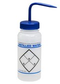 Scienceware&#174; safety labeled wash bottles label, Distilled water, wide-mouth blue cap, capacity 500&#160;mL (16&#160;oz)