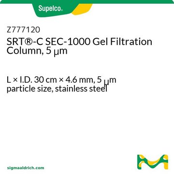 SRT&#174;-C SEC-1000 Gel Filtration Column, 5 &#956;m L × I.D. 30&#160;cm × 4.6&#160;mm, 5&#160;&#956;m particle size, stainless steel