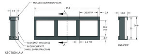 Grace Bio-Labs ProPlate&#174; microarray system, slide module W × L 18&#160;mm × 20&#160;mm, with Delrin&#174; snap clips, wells, 3