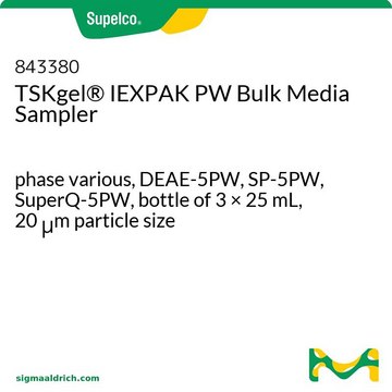 TSKgel&#174; IEXPAK PW Bulk Media Sampler phase various, DEAE-5PW, SP-5PW, SuperQ-5PW, bottle of 3 × 25&#160;mL, 20&#160;&#956;m particle size