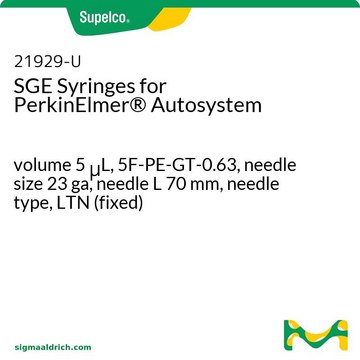 SGE Syringes for PerkinElmer&#174; Autosystem volume 5&#160;&#956;L, 5F-PE-GT-0.63, needle size 23 ga, needle L 70&#160;mm, needle type, LTN (fixed)