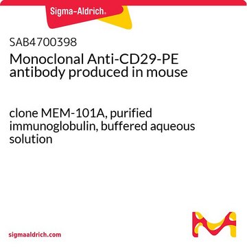 Monoclonal Anti-CD29-PE antibody produced in mouse clone MEM-101A, purified immunoglobulin, buffered aqueous solution