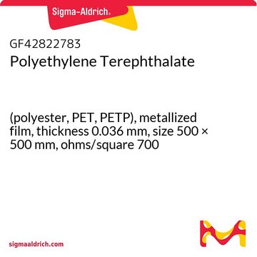 Polyethylene Terephthalate (polyester, PET, PETP), metallized film, thickness 0.036&#160;mm, size 500 × 500&#160;mm, ohms/square 700
