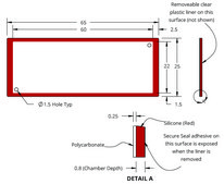 Grace Bio-Labs SecureSeal&#8482; hybridization chambers wells, 1, well L × W × depth 60&#160;mm × 22&#160;mm × 0.8&#160;mm, port diam. 1.5&#160;mm