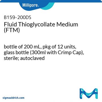 Fluid Thioglycollate Medium (FTM) bottle capacity 300&#160;mL, bottle filling volume 200&#160;mL, closure type, Red flip cap with septum, pack of 12&#160;bottles