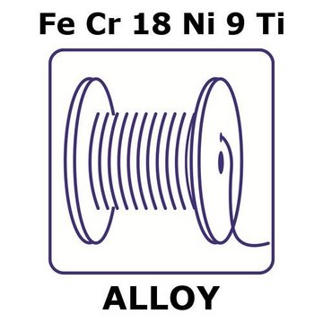 Stainless steel - AISI 321 wire, Fe/Cr18%/Ni 9%/Ti%, length 10 m, 0.5&#160;mm diameter, temper annealed