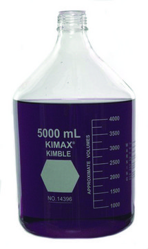 KIMBLE&#174; KIMAX&#174; Media bottle without cap, round transparent borosilicate glass bottle, bottle capacity (5,000&#160;mL), non-sterile