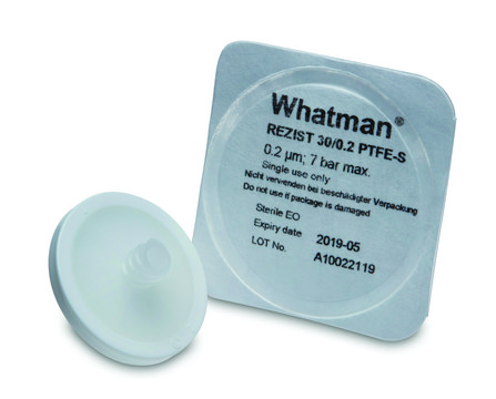 Whatman&#174; ReZist&#174; syringe filter 30 mm, pore size 5&#160;&#956;m, PTFE membrane, non-sterile, pkg of 500&#160;ea