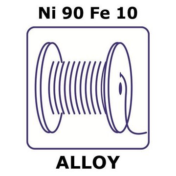 Nickel/Iron wire, Ni 90%/Fe 10%, 0.5&#160;mm diameter, length 1 m, temper as drawn