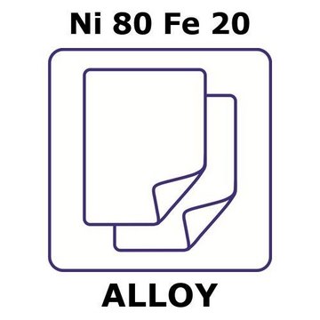 Nickel-iron alloy, Ni80Fe20 foil, 100 x 100mm, 1.0mm thickness, as rolled