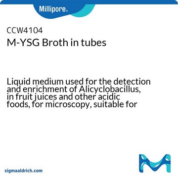 M-YSG Broth in tubes Liquid medium used for the detection and enrichment of Alicyclobacillus, in fruit juices and other acidic foods, suitable for microbiology