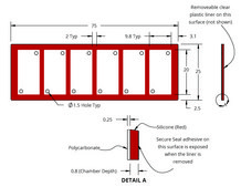 Grace Bio-Labs SecureSeal&#8482; hybridization chambers wells, 6, well L × W × depth 20&#160;mm × 9.8&#160;mm × 0.8&#160;mm, port diam. 1.5&#160;mm