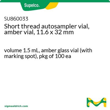 Short thread autosampler vial, amber vial, 11.6 x 32 mm volume 1.5&#160;mL, amber glass vial (with marking spot), pkg of 100&#160;ea