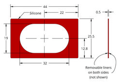 Grace Bio-Labs Press-To-Seal silicone isolator, No PSA wells, 1 (Rounded rectangle, 19mm x 32mm x 0.5mm depth)