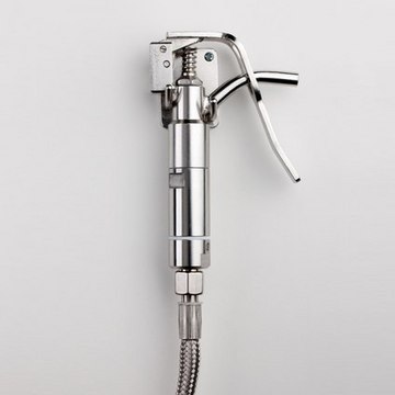 Stainless steel clamp for filling nozzle attachment to walls