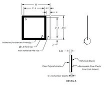 Grace Bio-Labs HybriWell-FL&#8482; sealing system, Fluor-"friendly" adhesive chamber chamber volume 15-25&#160;&#956;L, L × W × thickness 22&#160;mm × 22&#160;mm × 0.12&#160;mm, port diam. 1.5&#160;mm