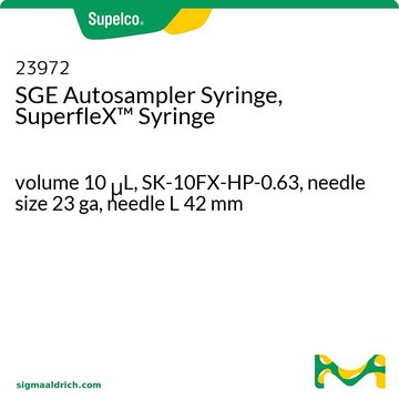 SGE Autosampler Syringe, SuperfleX&#8482; Syringe volume 10&#160;&#956;L, SK-10FX-HP-0.63, needle size 23 ga, needle L 42&#160;mm