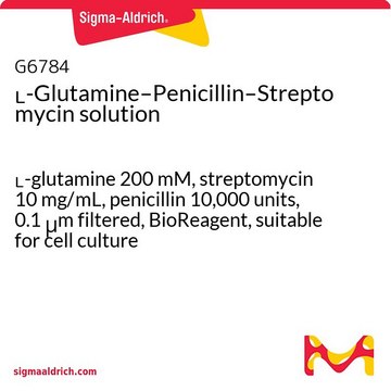 L-Glutamine–Penicillin–Streptomycin solution L-glutamine 200&#160;mM, streptomycin 10&#160;mg/mL, penicillin 10,000&#160;units, 0.1 &#956;m filtered, BioReagent, suitable for cell culture