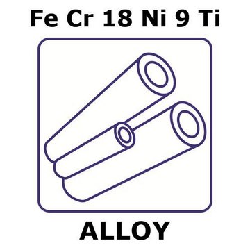 Stainless Steel - AISI 321 alloy, FeCr18Ni9Ti 1000mm tube, 10.0mm outside diameter, 1.5mm wall thickness, 7mm inside diameter, annealed