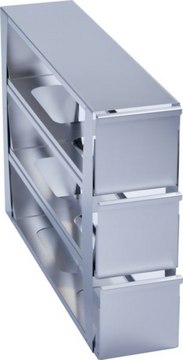 Eppendorf&#174; Drawer style stainless steel rack for CryoCube&#174; F740 upright freezers closed configuration for storage of 12 boxes up to 136 x 136 x 133 mm (5 inch boxes), 3-Compartment, external W × D × H (140&#160;mm) (563&#160;mm) (414&#160;mm)