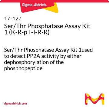 Ser/Thr Phosphatase Assay Kit 1 (K-R-pT-I-R-R) Ser/Thr Phosphatase Assay Kit 1used to detect PP2A activity by either dephosphorylation of the phosphopeptide.