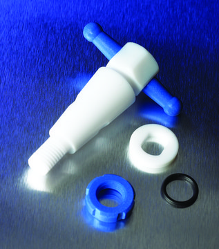 Pyrex&#174; straight bore plug assembly, PTFE plug bore 4&#160;mm