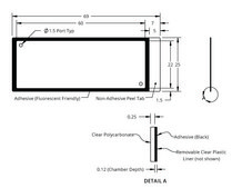 Grace Bio-Labs HybriWell-FL&#8482; sealing system, Fluor-"friendly" adhesive chamber chamber volume 140-165&#160;&#956;L, L × W × thickness 22&#160;mm × 60&#160;mm × 0.12&#160;mm, port diam. 1.5&#160;mm