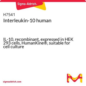 Interleukin-10 human IL-10, recombinant, expressed in HEK 293 cells, HumanKine&#174;, suitable for cell culture