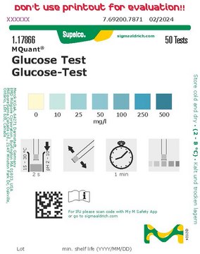 Glucose Test colorimetric, 10-500&#160;mg/L (glucose), MQuant&#174;