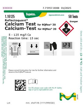 Calcium Test reflectometric, 5-125&#160;mg/L (Ca), for use with REFLECTOQUANT&#174;