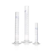 DURAN&#174; measuring cylinder with blue scale ring graduations and hexagonal base glass, cylinder capacity (100&#160;mL), class A, with certificate
