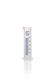Azlon Squat Form Cylinder with Molded Graduation with blue over print polypropylene cylinder, class B, capacity 100&#160;mL , with 2mL graduations