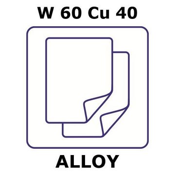 Tungsten-copper alloy, W60Cu40 foil, 25 x 50mm, 0.25mm thickness