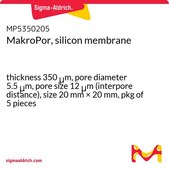 MakroPor, silicon membrane thickness 350&#160;&#956;m, pore diameter 5.5&#160;&#956;m, pore size 12&#160;&#956;m (interpore distance), size 20&#160;mm × 20&#160;mm, pkg of 5&#160;pieces