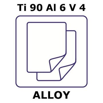 Titanium-aluminum-vanadium alloy, Ti90Al6V4 foil, 300 x 300mm, 0.52mm thickness, annealed