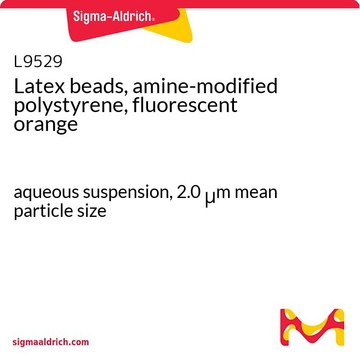 Latex beads, amine-modified polystyrene, fluorescent orange aqueous suspension, 2.0&#160;&#956;m mean particle size