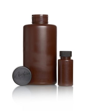 Azlon&nbsp;Polypropylene Wide Neck Round Bottles with Screw Cap round amber polypropylene bottle, capacity 150&#160;mL