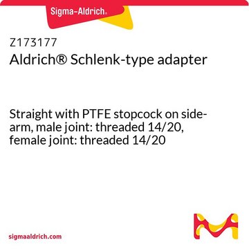 Aldrich&#174; Schlenk-type adapter Straight with PTFE stopcock on side-arm, male joint: threaded 14/20, female joint: threaded 14/20