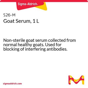 Goat Serum, 1 L Non-sterile goat serum collected from normal healthy goats. Used for blocking of interfering antibodies.