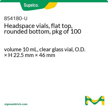 Headspace vials, flat top, rounded bottom, pkg of 100 volume 10&#160;mL, clear glass vial, O.D. × H 22.5&#160;mm × 46&#160;mm