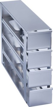 Eppendorf&#174; Drawer style stainless steel rack for CryoCube&#174; F740 upright freezers closed configuration for storage of 16 boxes up to 136x136 x 103 mm (4 inch boxes), 3-Compartment, external W × D × H (140&#160;mm) (563&#160;mm) (431&#160;mm)