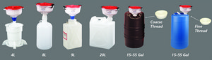 Waste solvent funnels for container cap. 9 L, closure size 100 mm